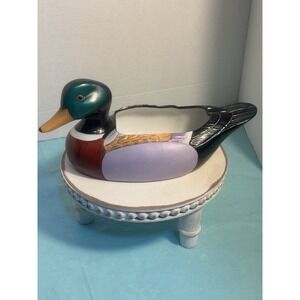 Vintage Duck Mallard Ceramic Planter‎ Bowl FTD Hand Painted